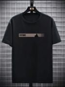 Baskılı Oversize Bisiklet Yaka T-shirt - Siyah resmi